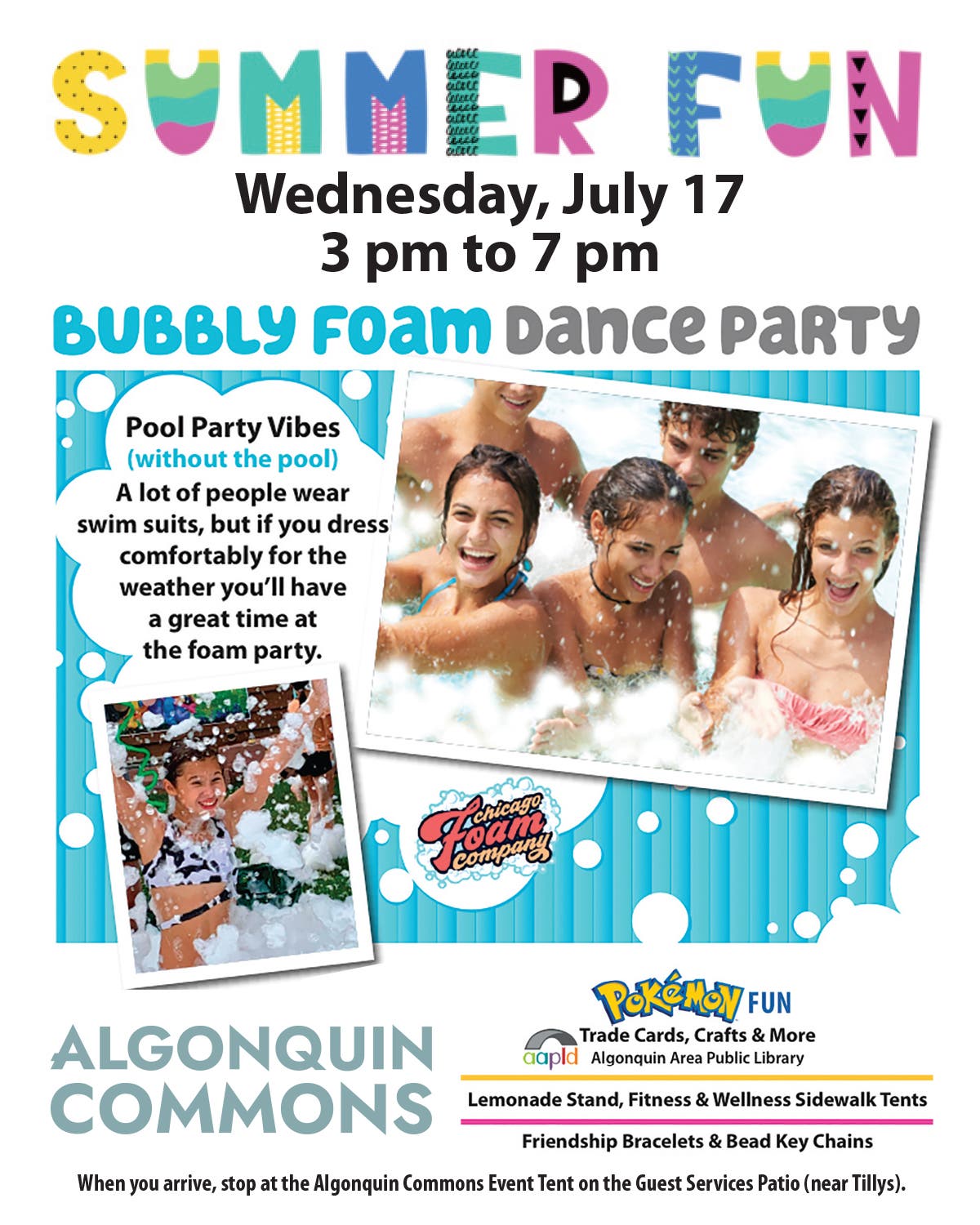 Bubbly Foam Party,  Pokemon Fun, Sidewalk Pop-Ups & Lemonade