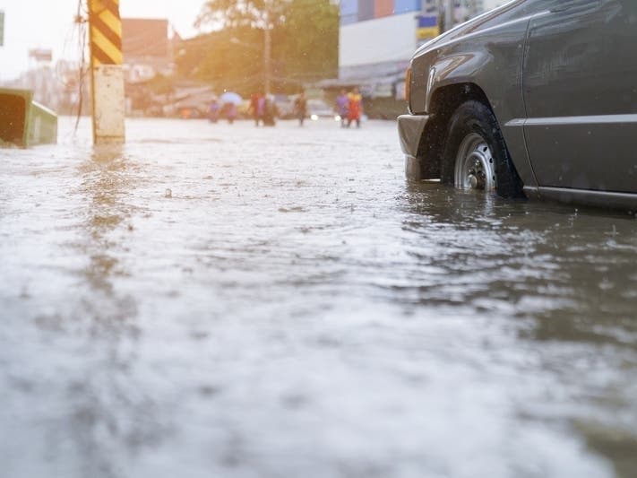 A local road was closed Tuesday morning due to overnight flooding. 