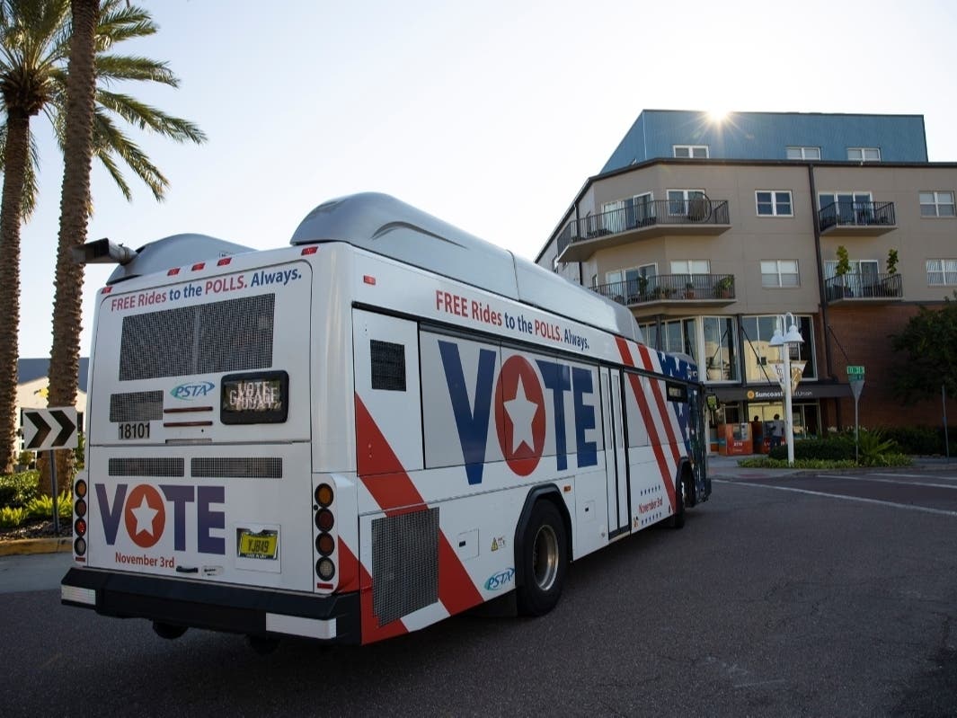 The Pinellas Suncoast Transit Authority bus system encourages voters who need rides to the polls to hop on a bus for free.