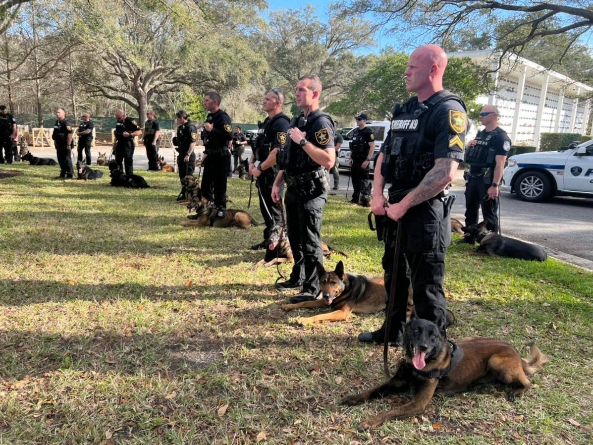 K-9s from law enforcement agencies throughout Pinellas County gather for the annual K-9 Memorial Service at Curlew Hills Memorial Garden.