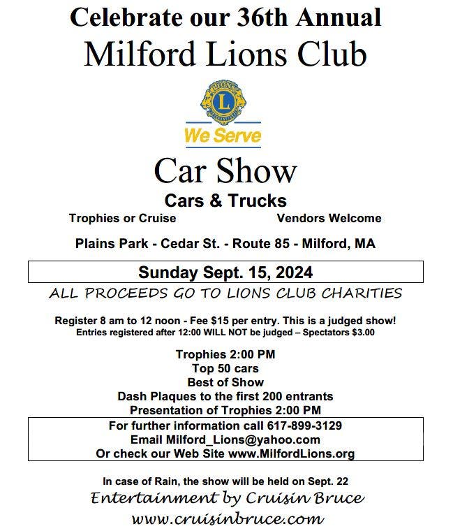 Milford Lions 36th Annual Car Show