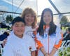 Walnut Mayor Nancy Tragarz (center) poses for a group photo with Quentin (left) and Sandy (right).
