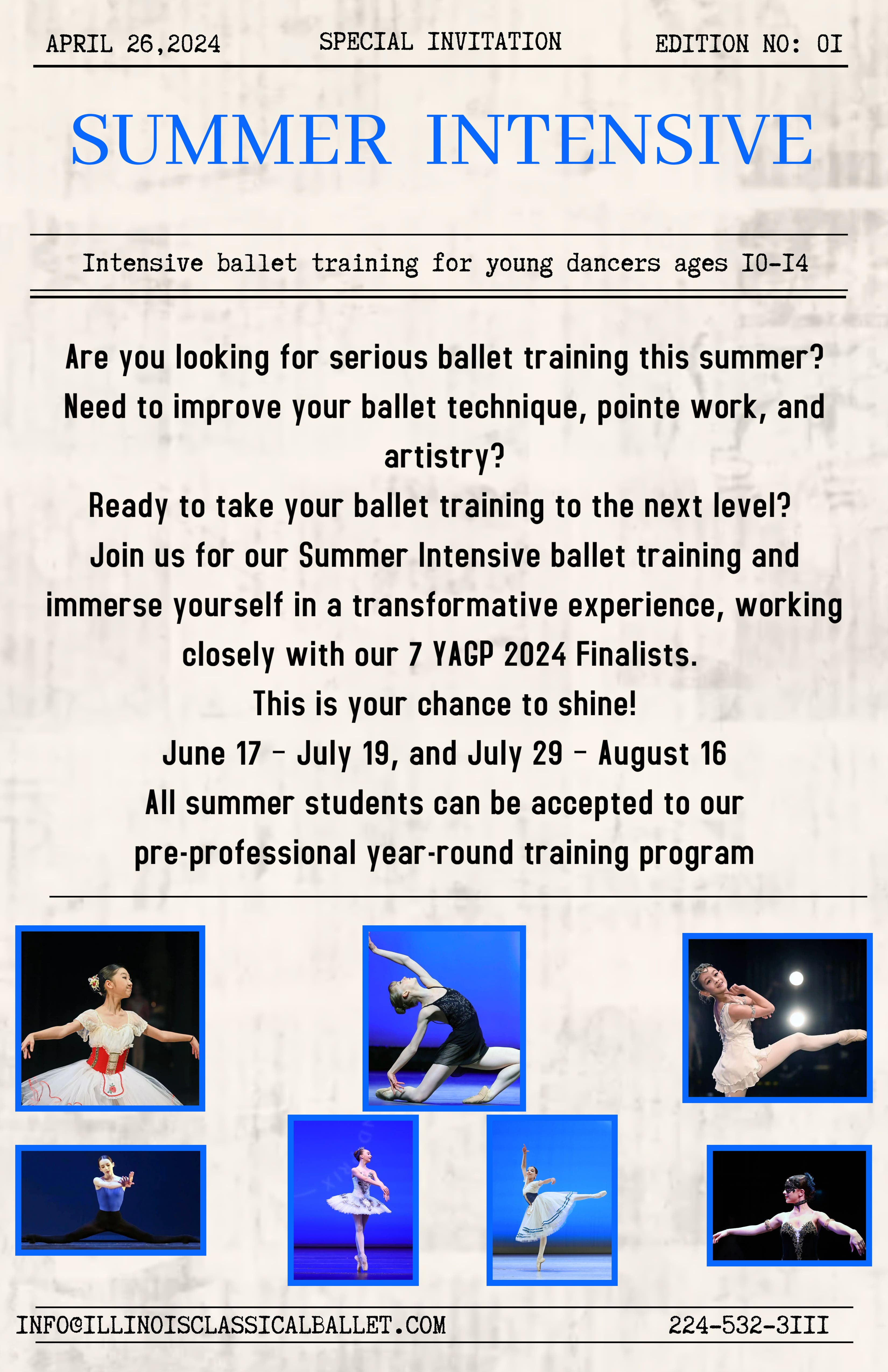 Summer Intensive Ballet Training registration