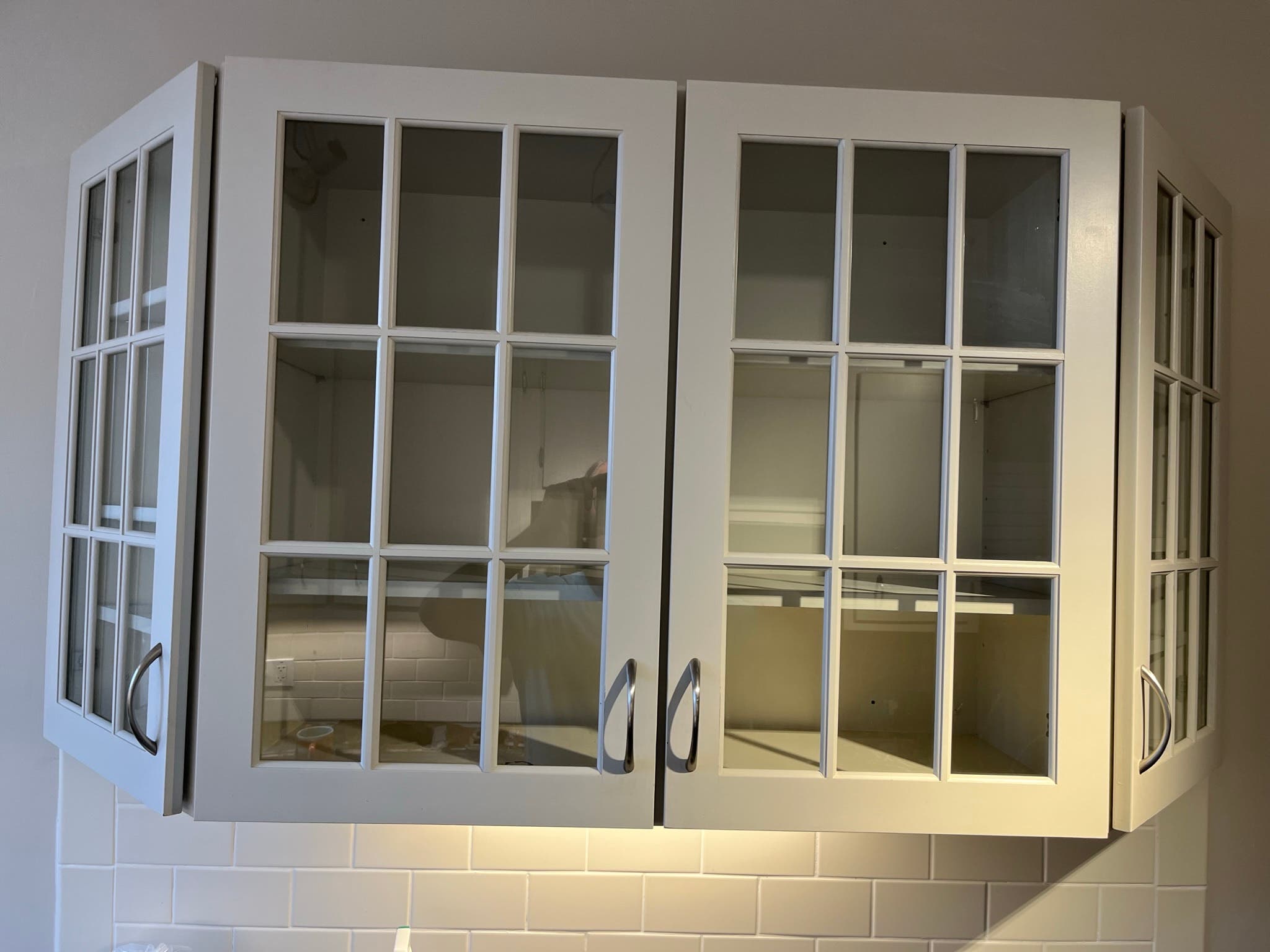 Kitchen Wall Cabinet - 4 Glass Panel Doors