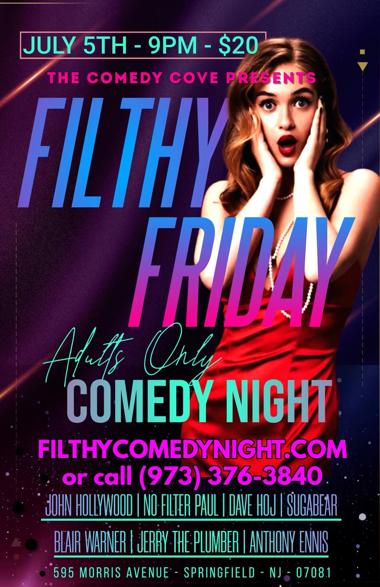 Filthy Friday Adults Only Comedy @ The Comedy Cove Springfield NJ July 5th