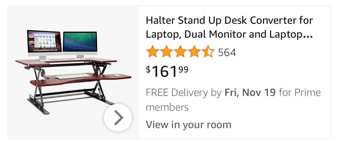 Halter Stand Up Desk supports dual monitor -