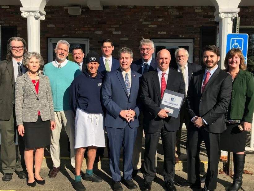 State and town officials on Friday announced Easton has received a $1.5 million grant to help fund the Five Corners Sewer Project.