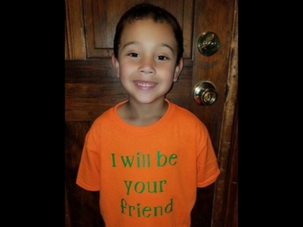 Blake asked for a shirt to help other kids who didn't have any friends know he was there for them.