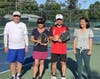 The third-place team group photo. From left to right: Mr. Charles Chen (CCACC Board Member), Ms. Jenny Liu (third-place) and Mr. Steve Liu (third-place), Director of CCACC Health Center Ms. Kate Lu (first from the right).