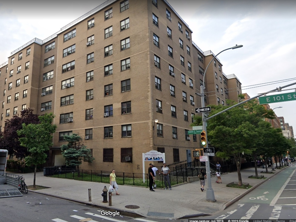 An image of the Metro North Plaza NYCHA development in East Harlem.