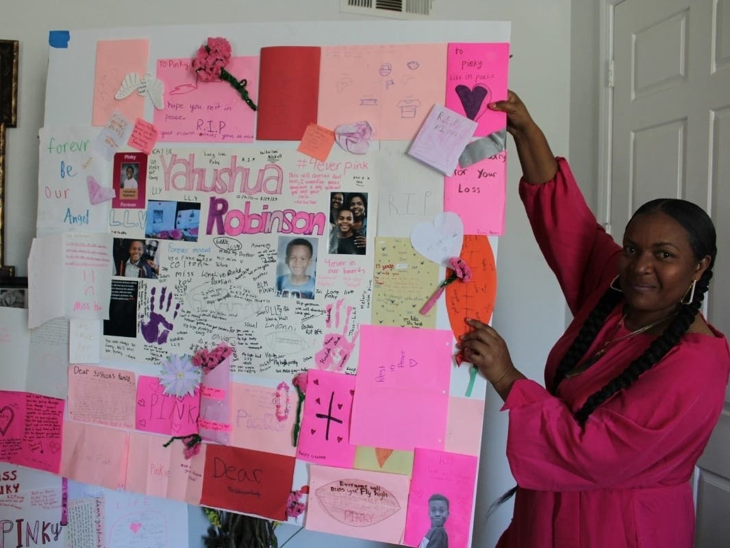 Janee Robinson says the cards and messages given to the family after Yahushua Robinson died last August are mementos of the 12-year-old’s spirit and warmth.