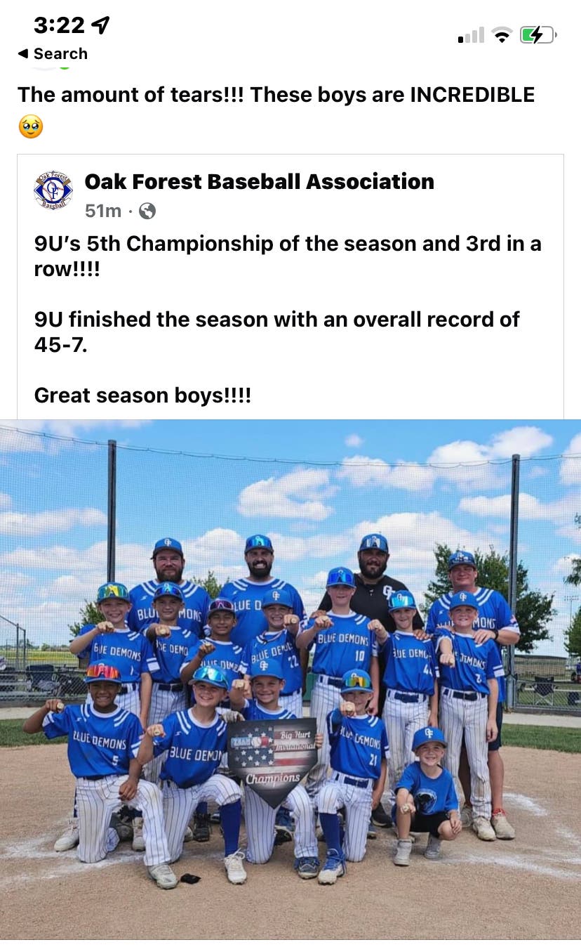 Blue Demons 9u travel baseball team 