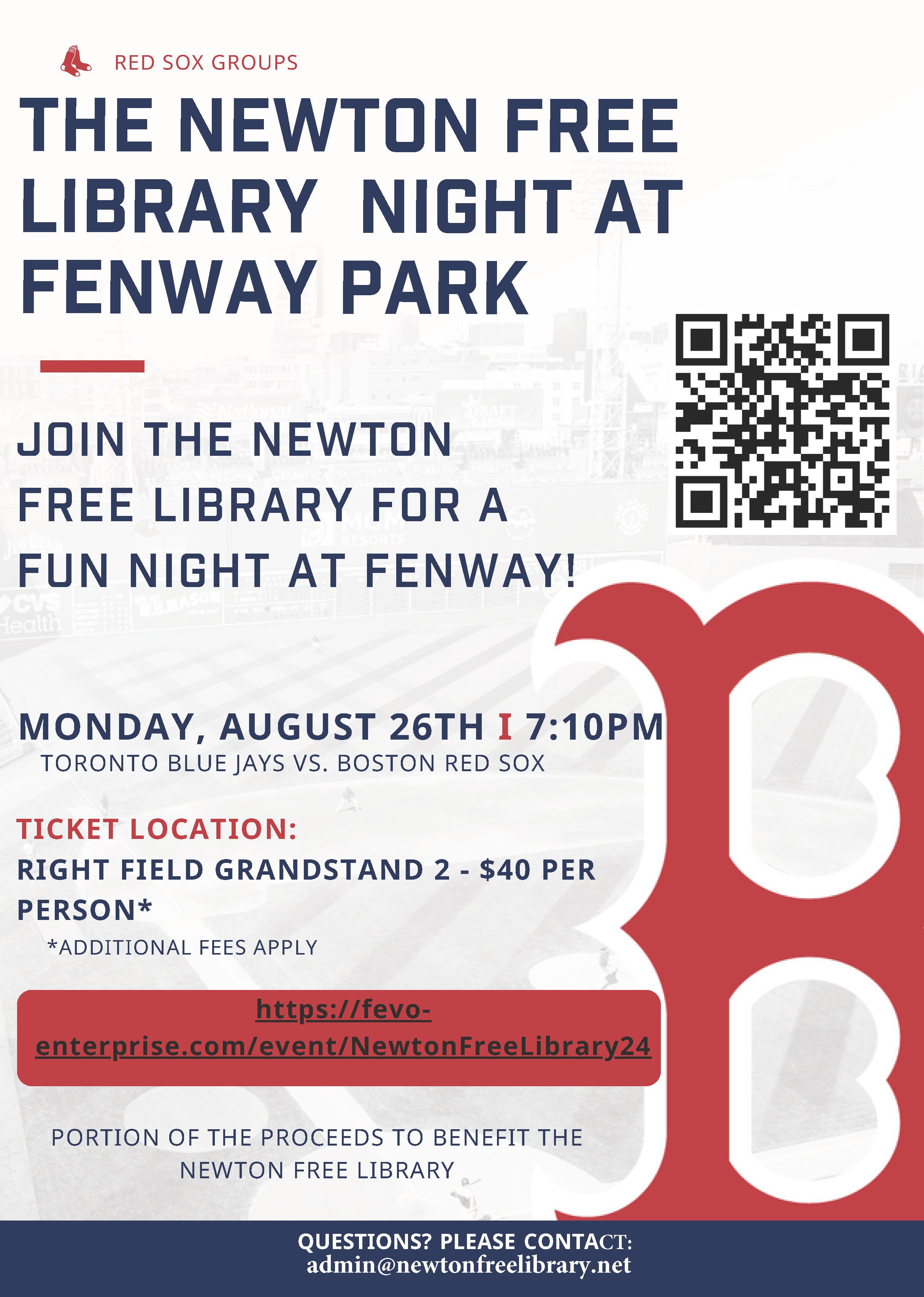 Newton Free Library Night at Fenway Park