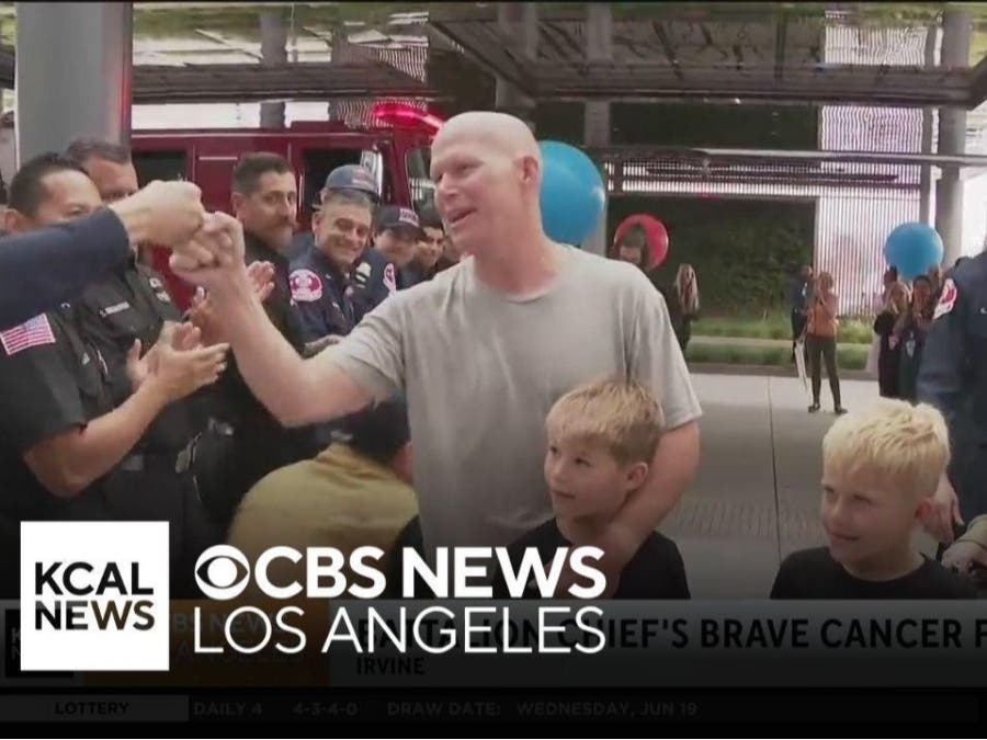 Corona Battalion Fire Chief Gets Surprise Cheering Section For His Final Cancer Treatment