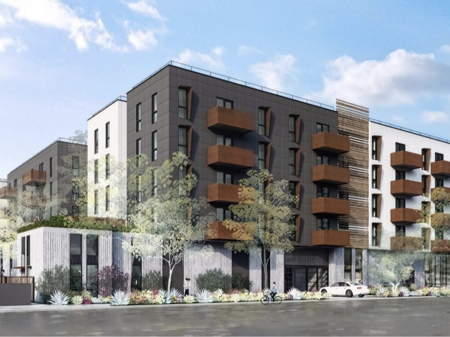 An artist’s rendering shows the planned El Camino Real Affordable Housing Development in Palo Alto.