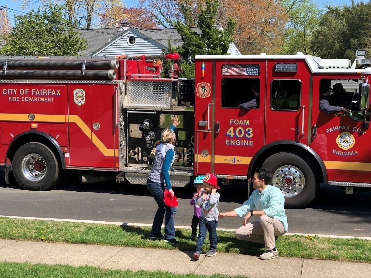 Max "Maxito" Borges and his family say goodbye to a Fairfax City Fire Department truck that came to their home to celebrate his fifth birthday.