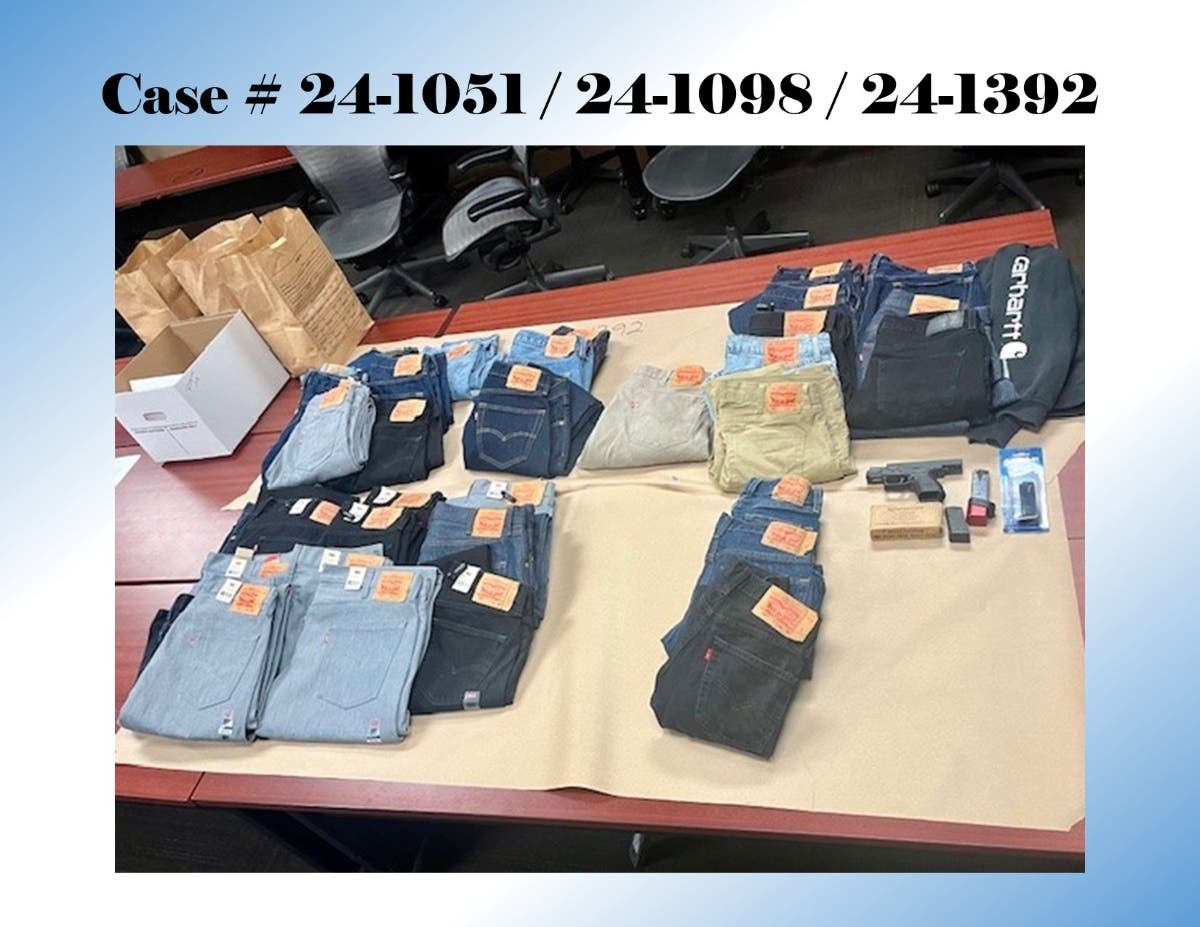 Items allegedly stolen from the Boot Barn store in Banning.