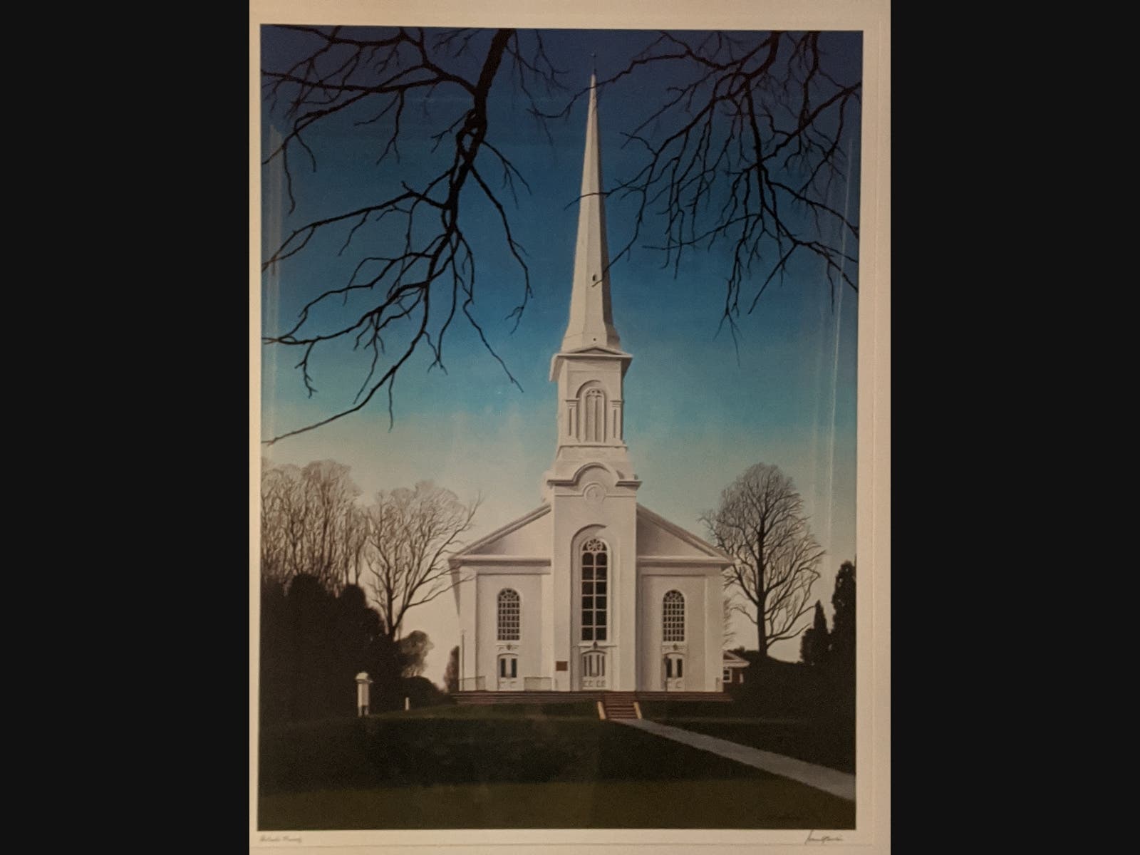 New Jersey painter Harry Devlin’s rendition of the Presbyterian Church in Westfield which will be one of the churches discussed during the August 8, 2020 Architectural Walking Tour of Westfield’s churches. Reservations are required.