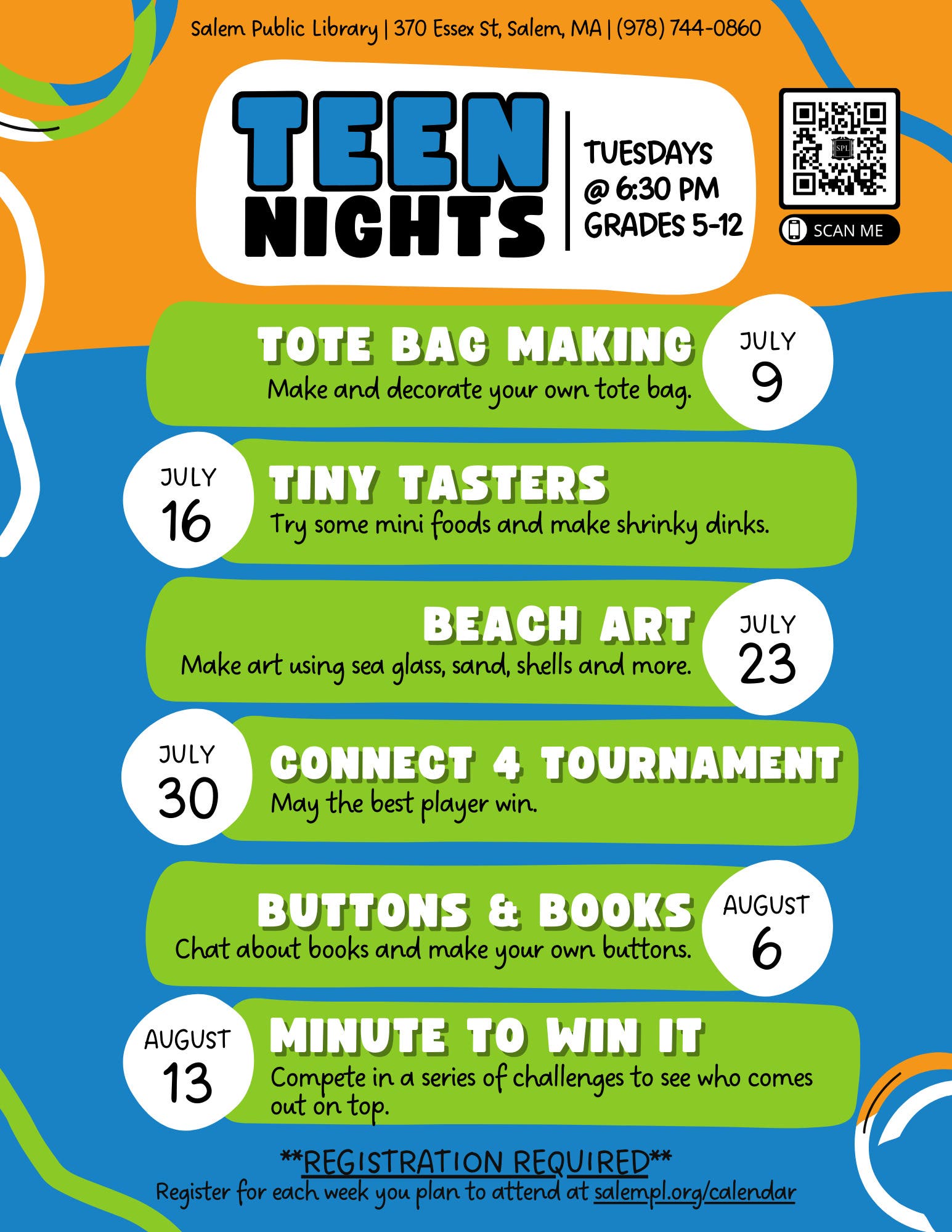 Teen Nights: Tote Bag Making (for teens and tweens in Grades 5-12)