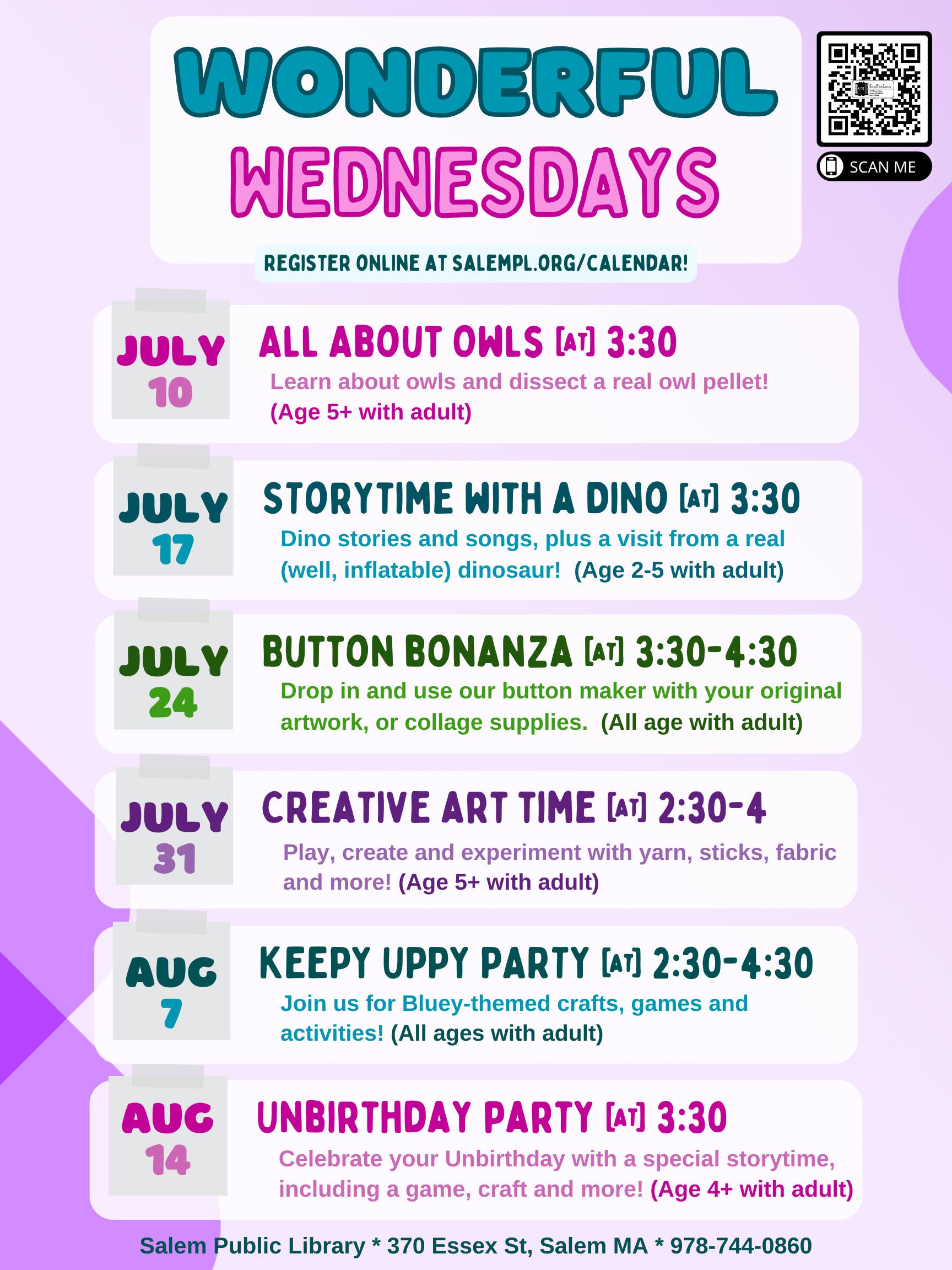 Wonderful Wednesdays: All About Owls for kids ages 5 and up