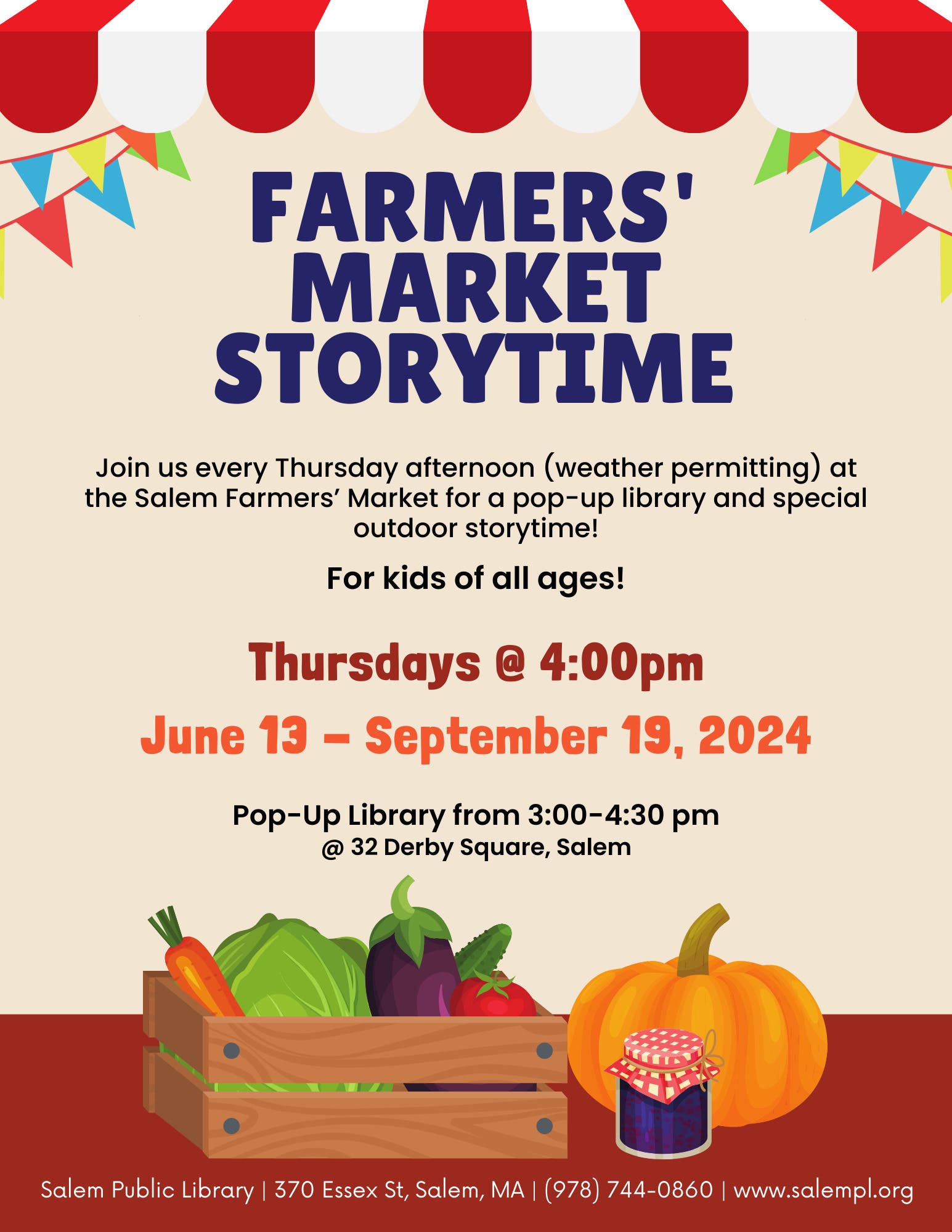 Salem Public Library Pop Up Storytime at the Farmers' Market