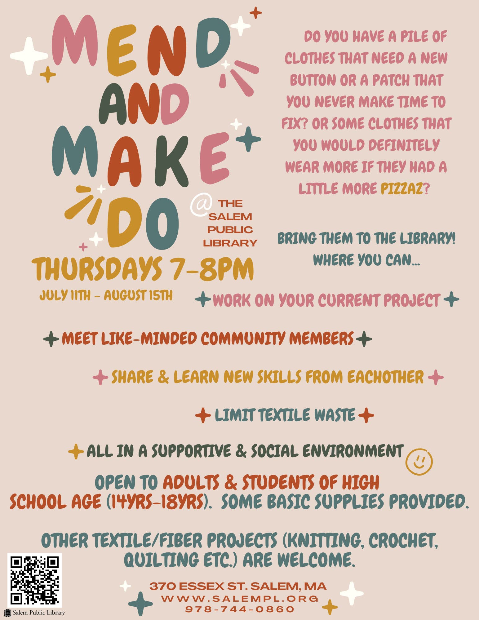 Mend and Make Do for teens ages 14+ and adults