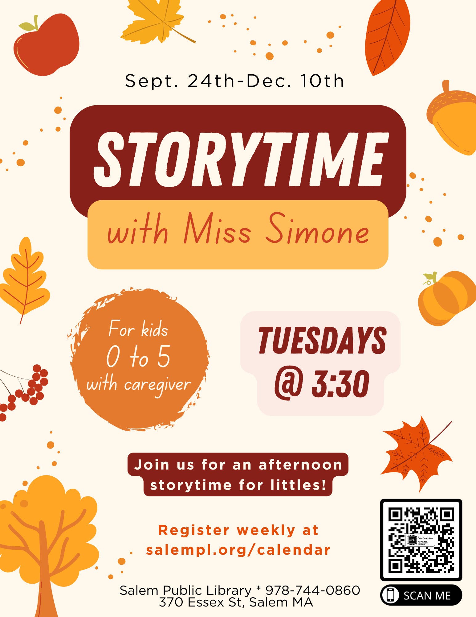 Storytime with Miss Simone for ages 0-5