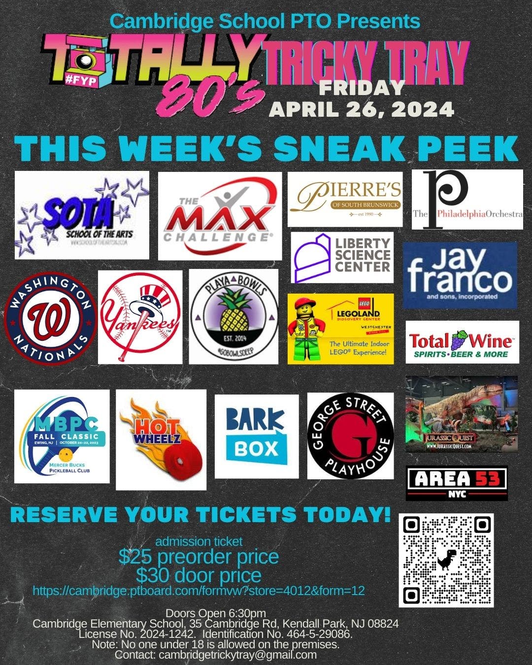 Cambridge Elementary School Totally 80's Tricky Tray - Fri April 26th