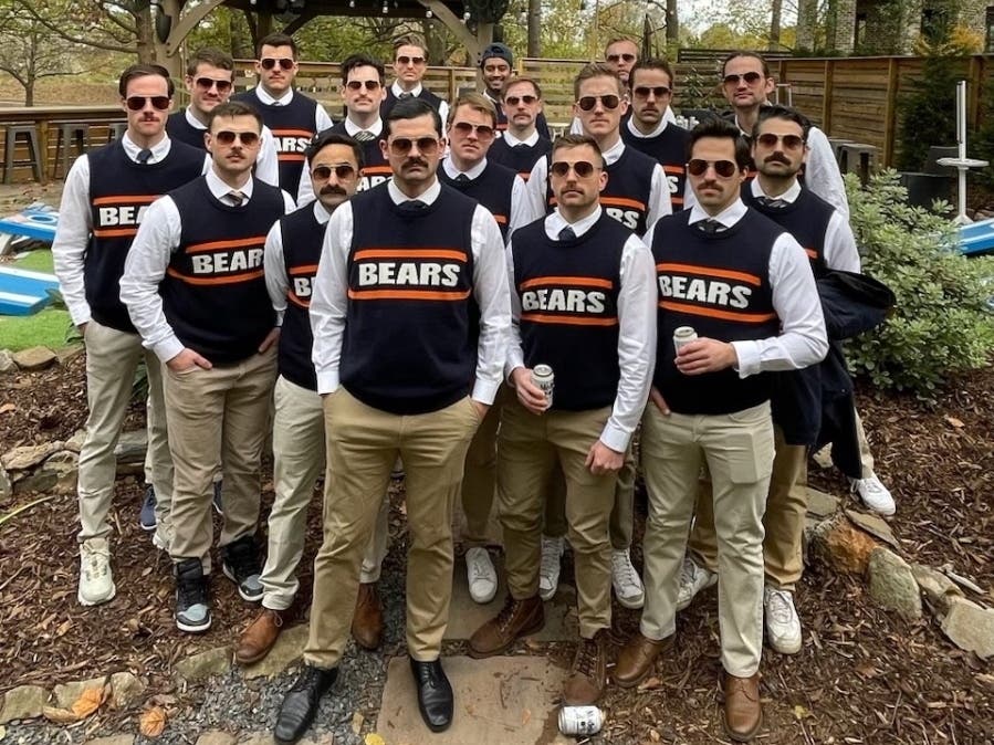 St. Charles native Jake Mazanke had his bachelor party in Atlanta go viral over the weekend after this photo caught the attention of people running the Twitter accounts for the NFL and Chicago Bears.