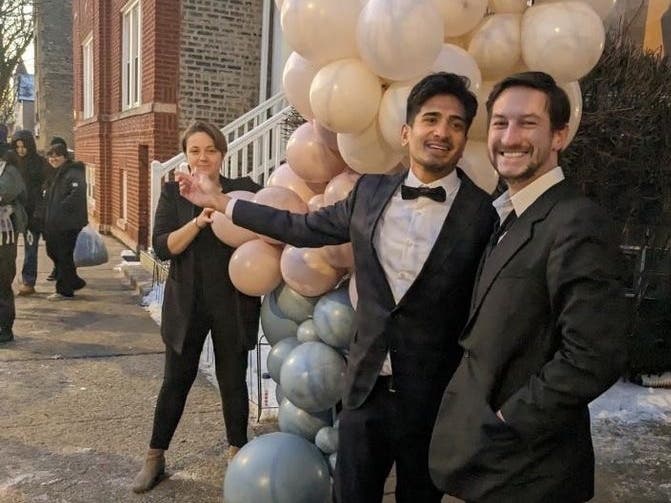 Raj Sarathy and his partner of two years moved their wedding ceremony to the Chicago Rat Hole nine days before their wedding, becoming the first couple to hold a wedding at the spot.