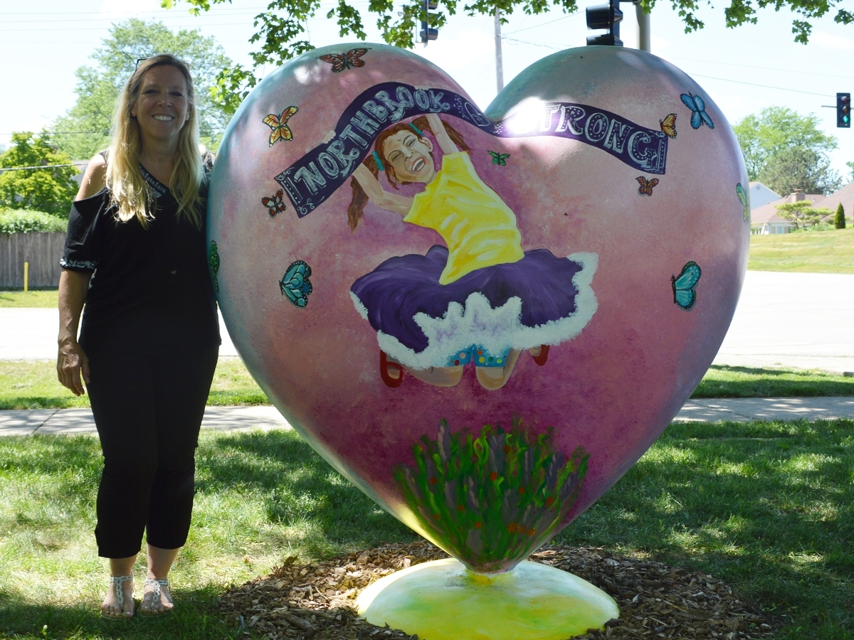 The sculpture is hand-painted by local artist Heather Killian and is sponsored by the Northbrook Arts Commission.