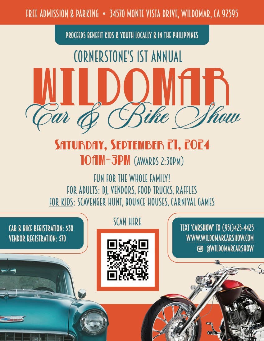 Cornerstone's 1st Annual: Wildomar Car Show