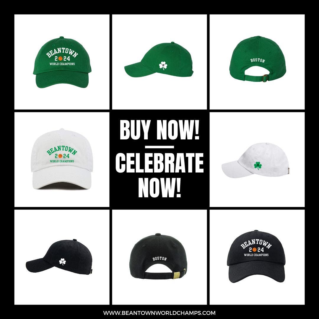 Champion Celtics hats available now!