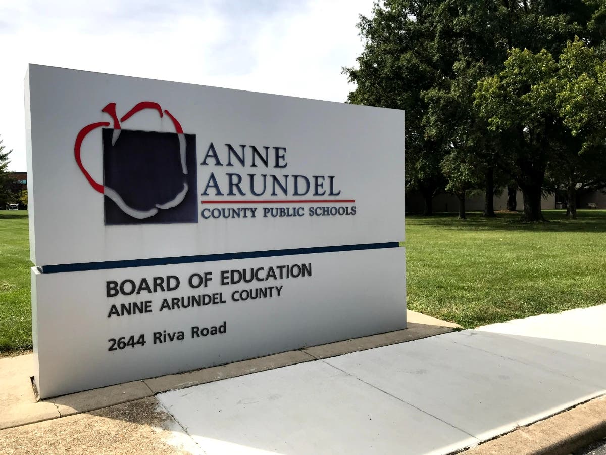 Anne Arundel County Public Schools said pepper spay was discharged on a Meade Middle School bus, sending three students to hospitals Tuesday afternoon. A sign outside AACPS headquarters is pictured above.