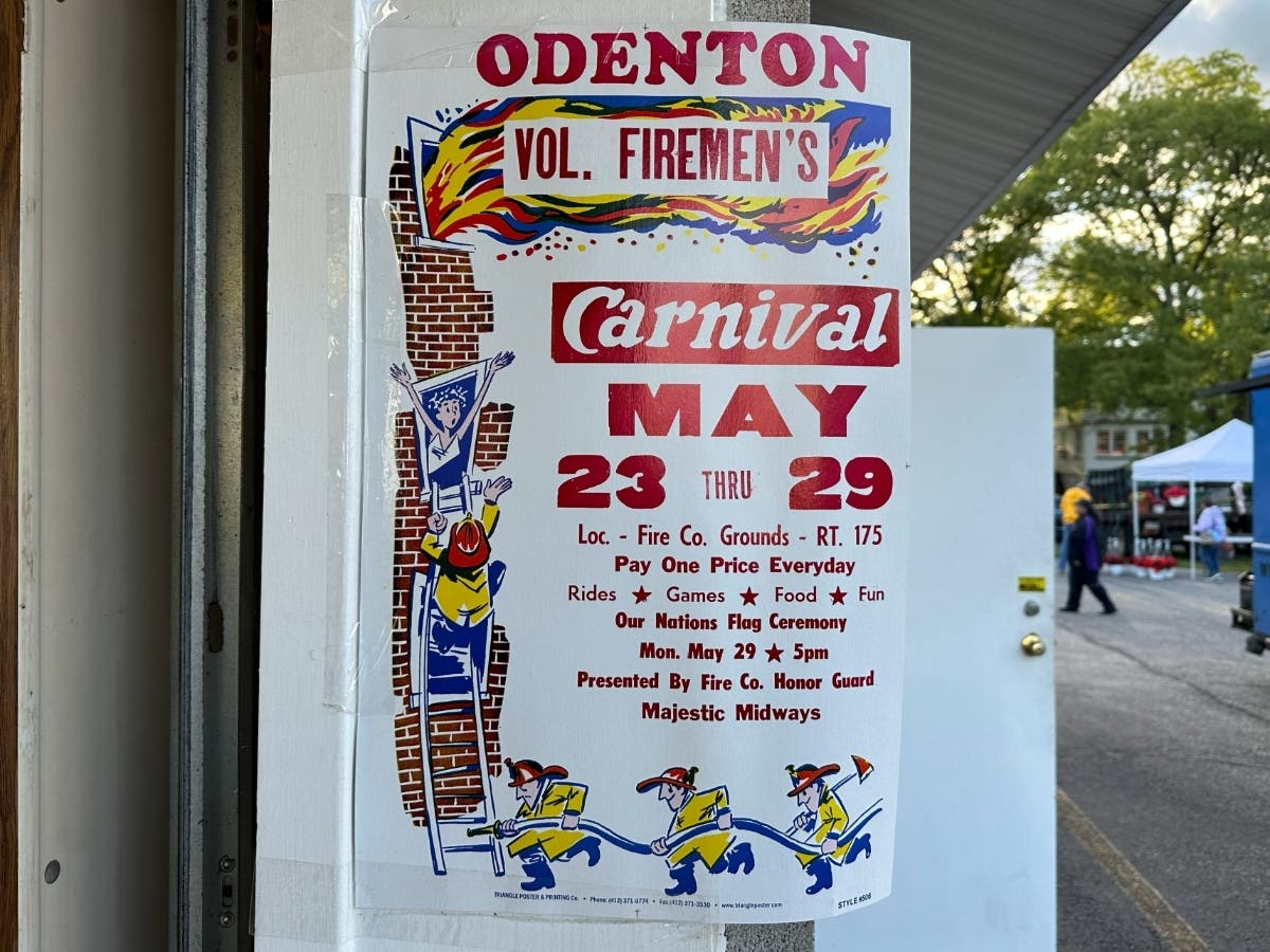 The Odenton carnival will run from Tuesday, May 23 through Memorial Day on Monday, May 29. A sign advertising the Odenton Volunteer Fire Company carnival is pictured above.