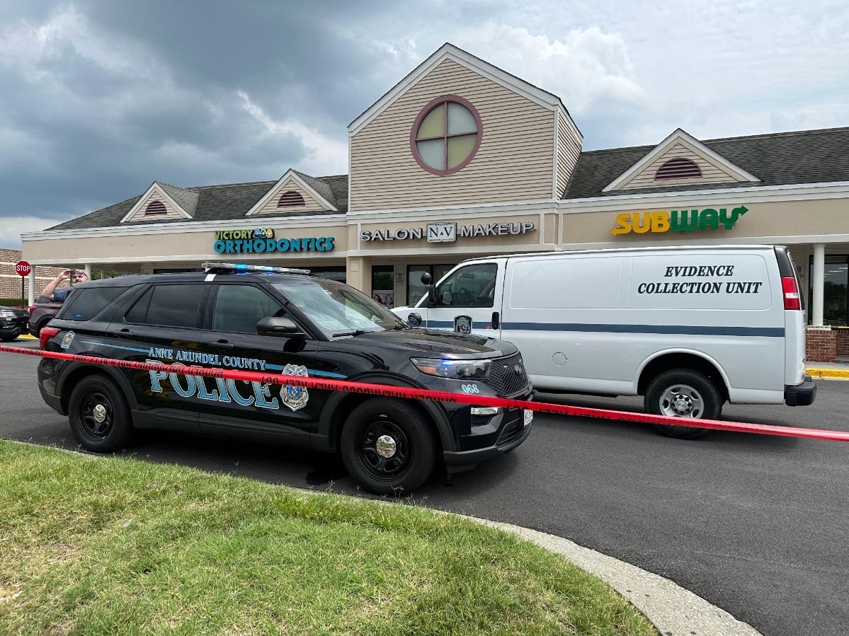 The Anne Arundel County Police Department announced Friday that it arrested the suspect in a stabbing at a Subway restaurant in Odenton. The Thursday crime scene is pictured above.