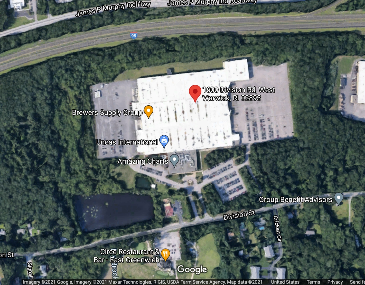MedRecycler-RI plans a medical waste pyrolysis plant at 1600 Division Road in West Warwick near the East Greenwich line.