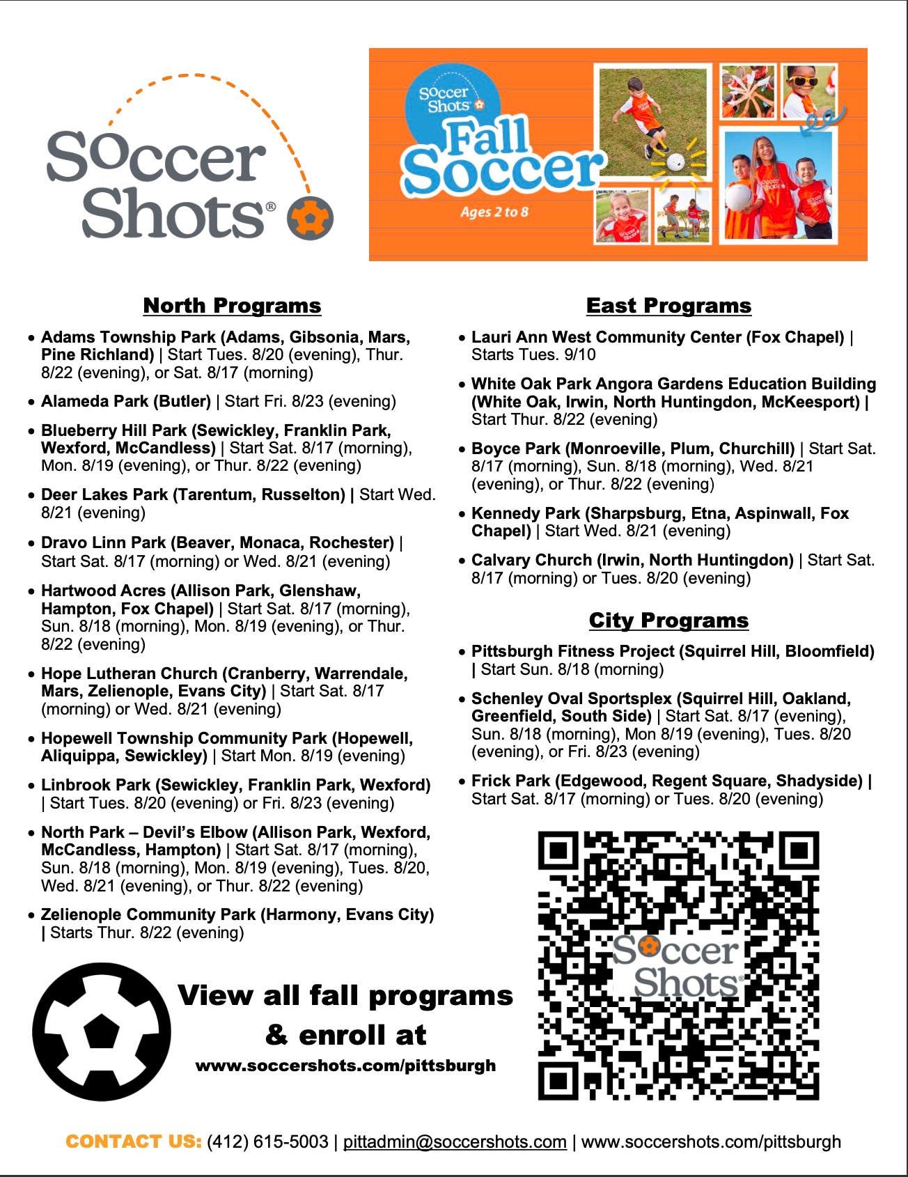 Soccer Programs for 2-8 years old!