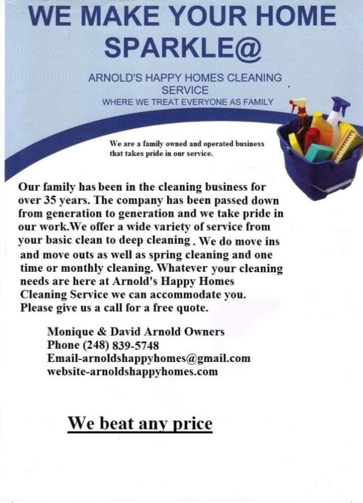 Arnold's Happy Homes Cleaning Service..