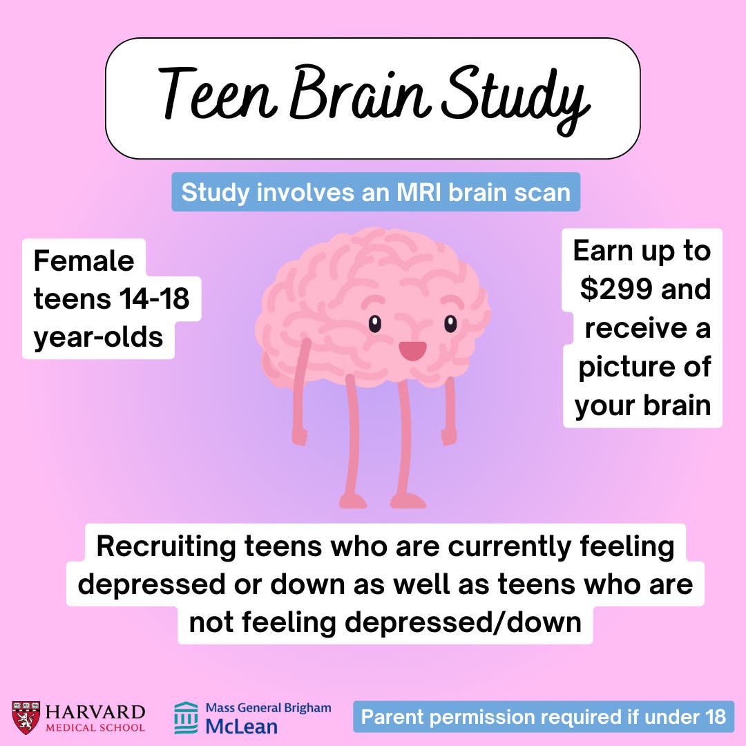 McLean Hospital Study on Stress and the Teen Brain. Earn up to $299!