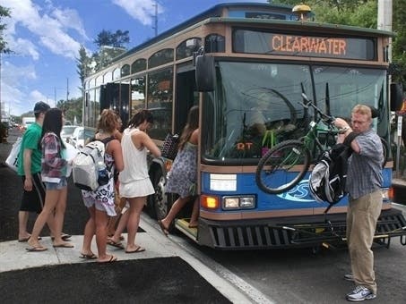 The city of Clearwater and PSTA have partnered on the free Trolley Park & Ride service between downtown Clearwater and Clearwater Beach through April 27.