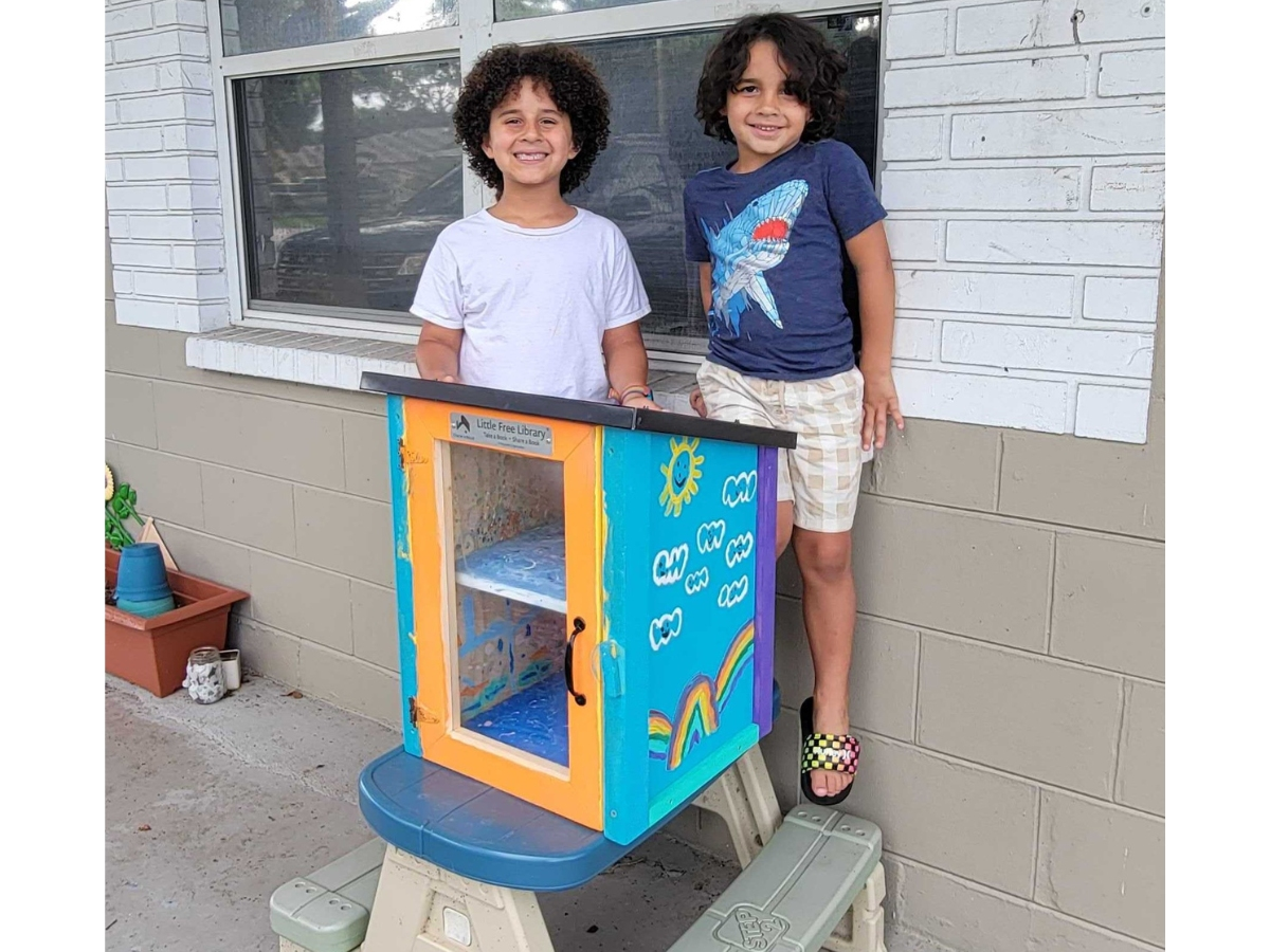 A Pinellas Park boy has bought and organized a Little Free Library to share his love of reading with the community. He funded the library by writing personalized $5 poems for people.