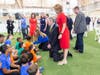 Governor Charlie Baker and First Lady Lauren Baker engage with Y campers at the Hale Family YMCA dedication in Quincy. As Vice Chair of the Board at The Wonderfund, Mrs. Baker partners with the Y to offer free memberships to foster families.