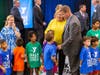 Karen and Rob Hale connect with Y camp kids at the Hale Family YMCA Dedication