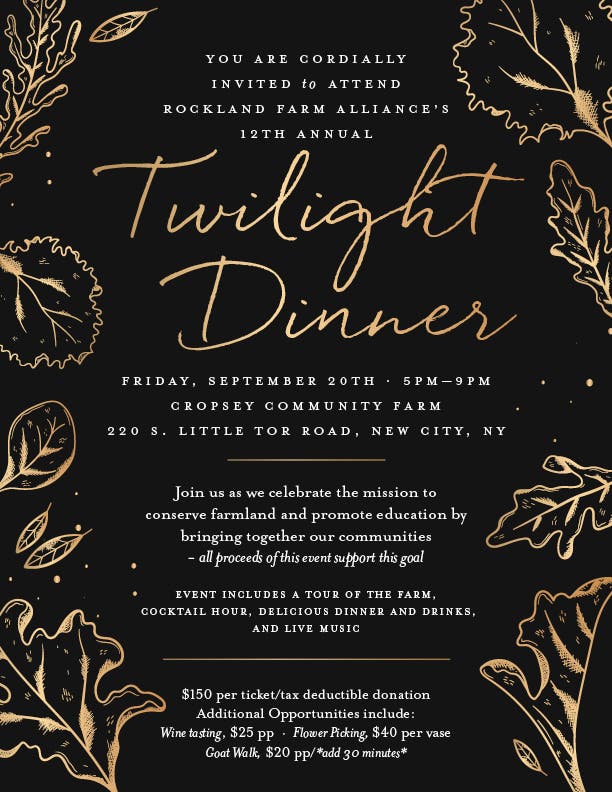 Rockland Farm Alliance's 12th Annual Twilight Dinner at Cropsey Community Farm