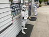 A pair of "stormtroopers" outside the shop.