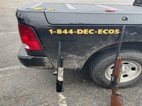 State Department of Environmental Control Officers recently found a pair of shotguns in a hunting investigation in Mount Sinai and busted a deer baiter in Setauket, the agency said. 