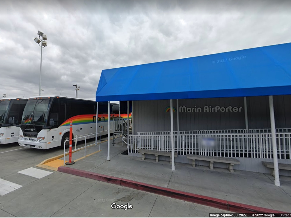 A bus bearing the logo from Marin Airporter, headquartered in San Rafael, was seen depositing migrants in New York over the weekend, but company officials deny any involvement in the controversy.