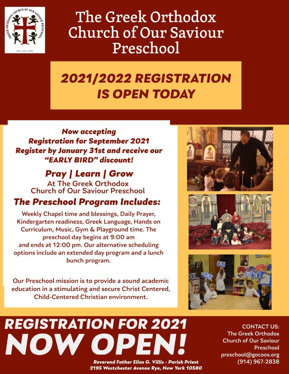 Greek Orthodox Church of Our Saviour Preschool Registration