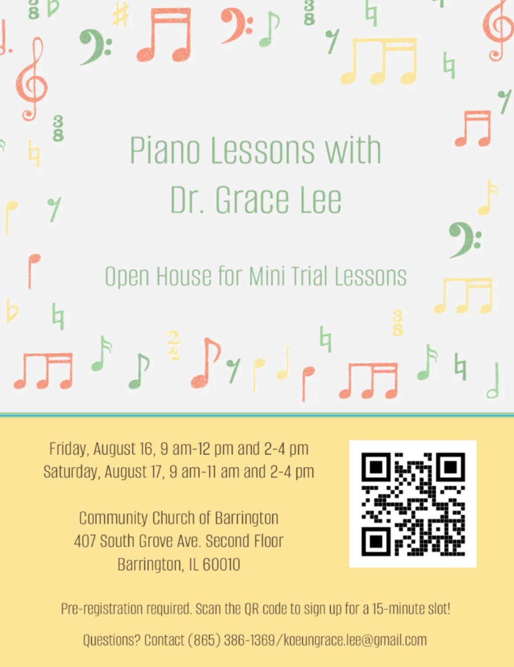 Piano Lessons with Dr. Koeun Grace Lee: Open House featuring Mini Trial Lessons 